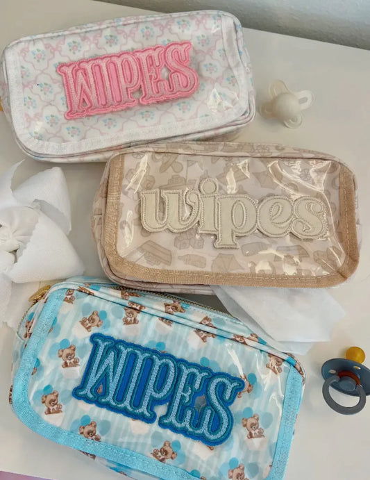 Blue Teddy Wipes Pouch