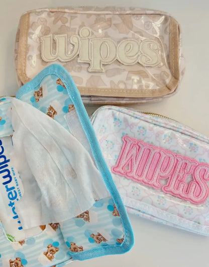 Blue Teddy Wipes Pouch